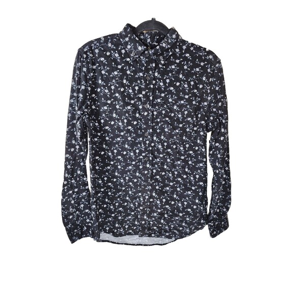 New Old Navy Small Floral Corduroy Black Daisy Print Button Up Everyday Shirt - Picture 1 of 7